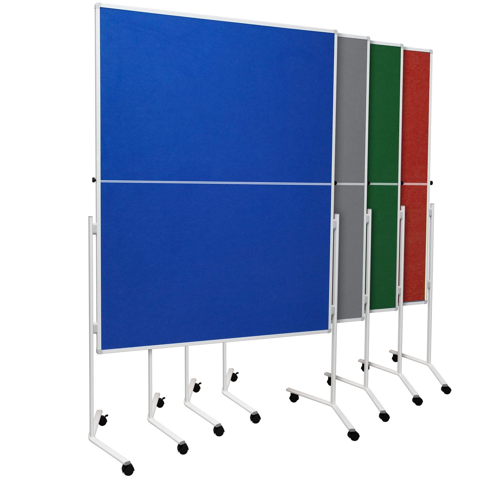 Moderationstafel FOLD - Filz-Metaplanwand 120x150 cm - klappbar Blau | Moderationswand mit Filz- Oberfläche & Rollen - mobil & beidseitig nutzbar - Pinntafel ideal für Büro, Schule & Seminare