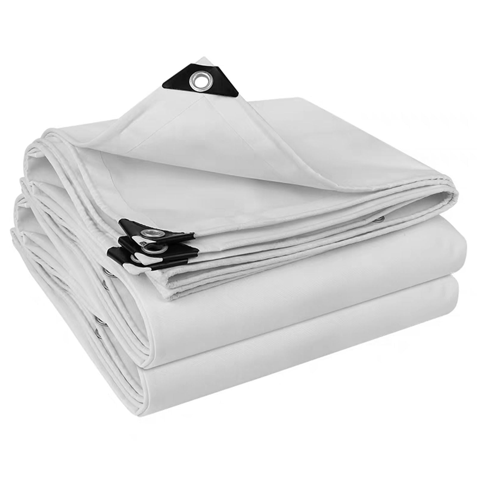 Tarpaulin Heavy Duty Tarp Sheet Cover, Canvas Tarp Cover White Multiple Sizes 600gsm with Eyelets(2x6m(6.5ftx19.7ft))