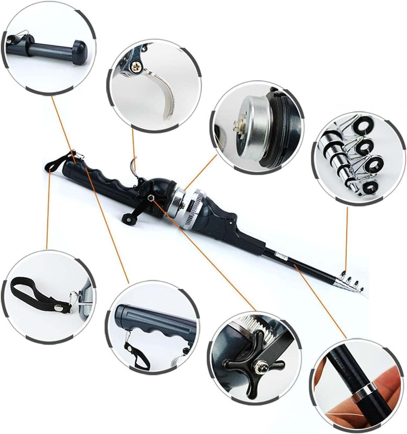 Pekven Easyfish Folding Rod, Pocket Telescopic Compatible Fishing Rod with 21 Fishing Accessories, Folding Fishing Rod with Fishing Line, Rod and Wheel Integrated
