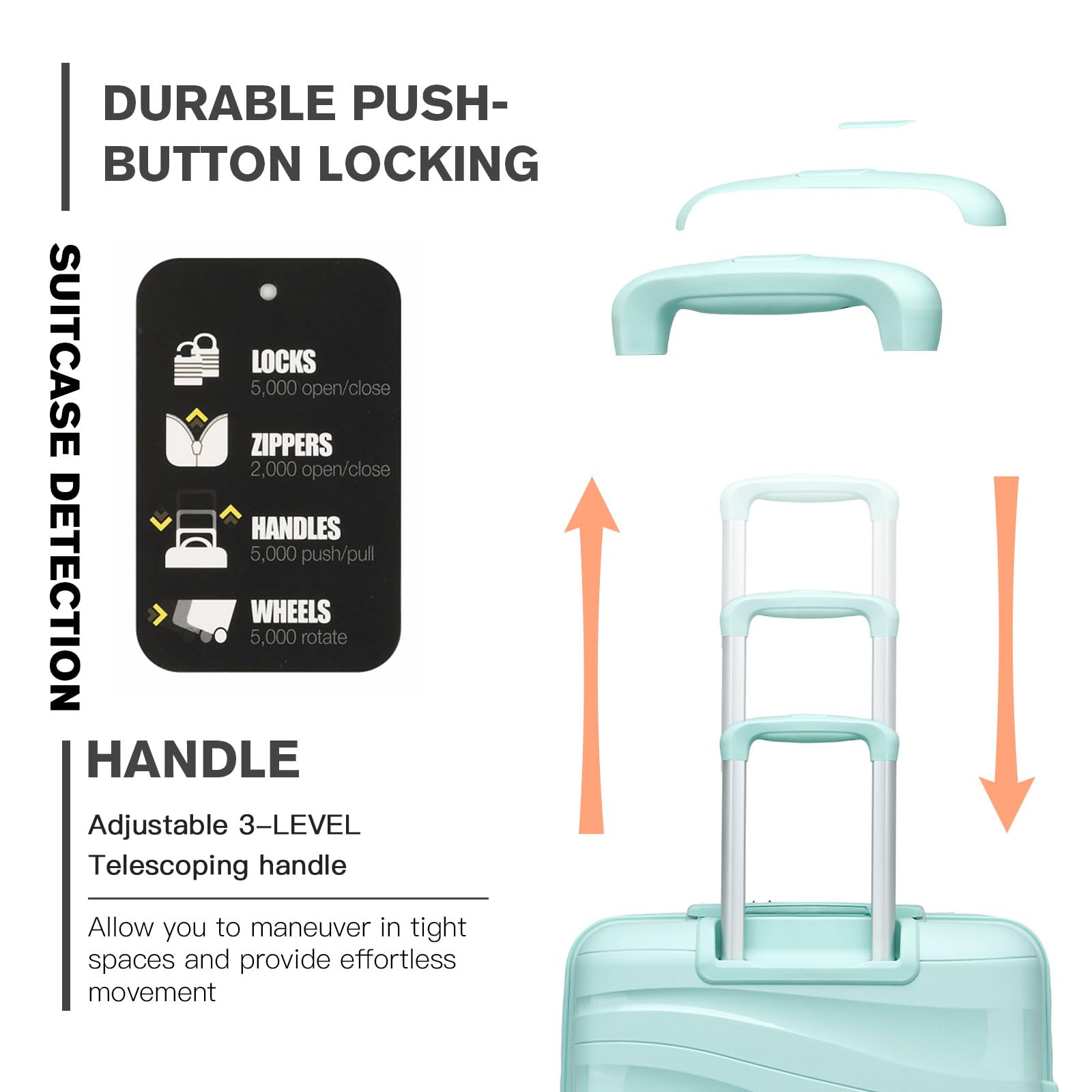 KONO Valigia Grande da 75cm Trolley Rigida Leggero Polipropilene Valigie con TSA Lucchetto e 4 Ruote (Verde chiaro)