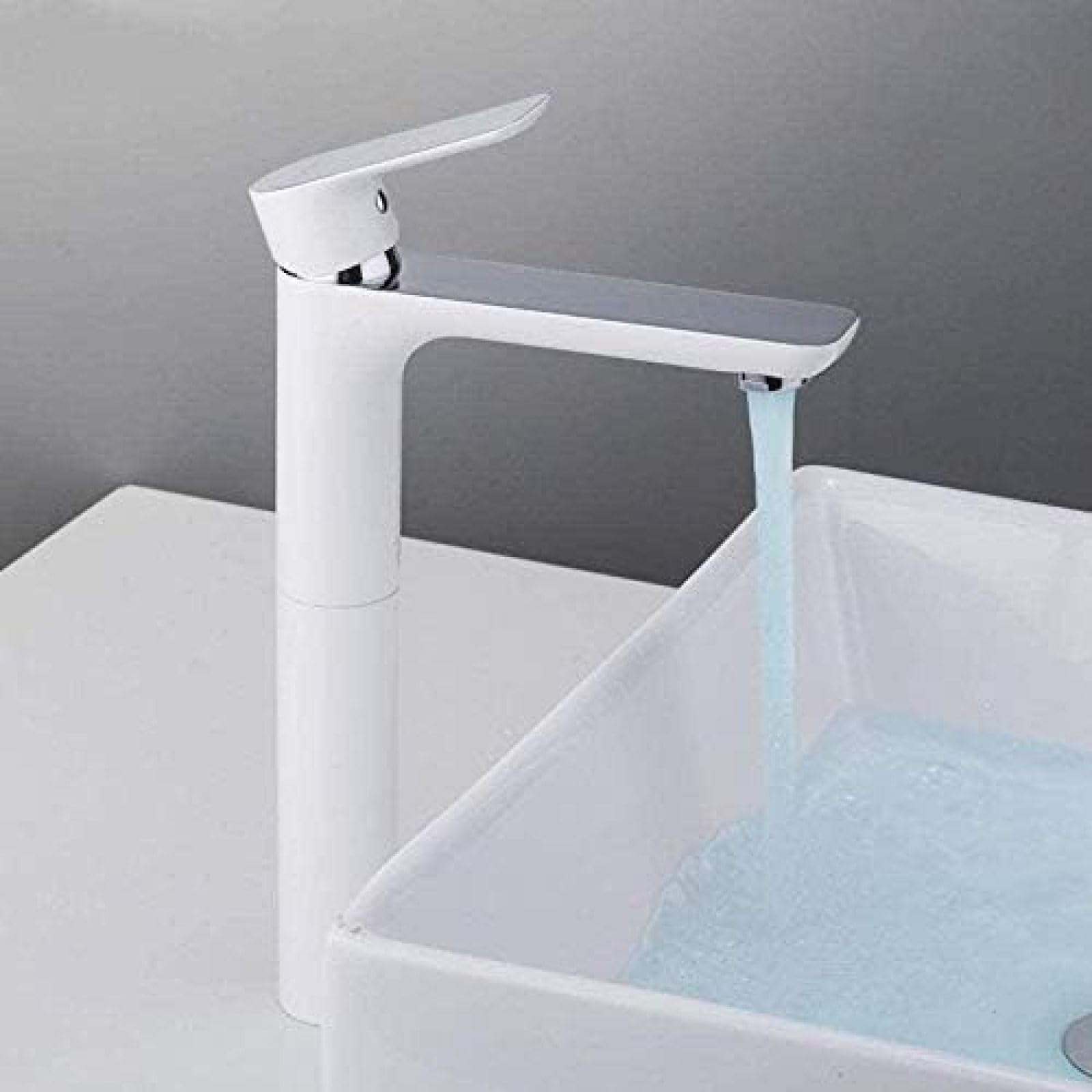 Robinet cascade blanc en laiton robuste avec mitigeur eau chaude et froide
