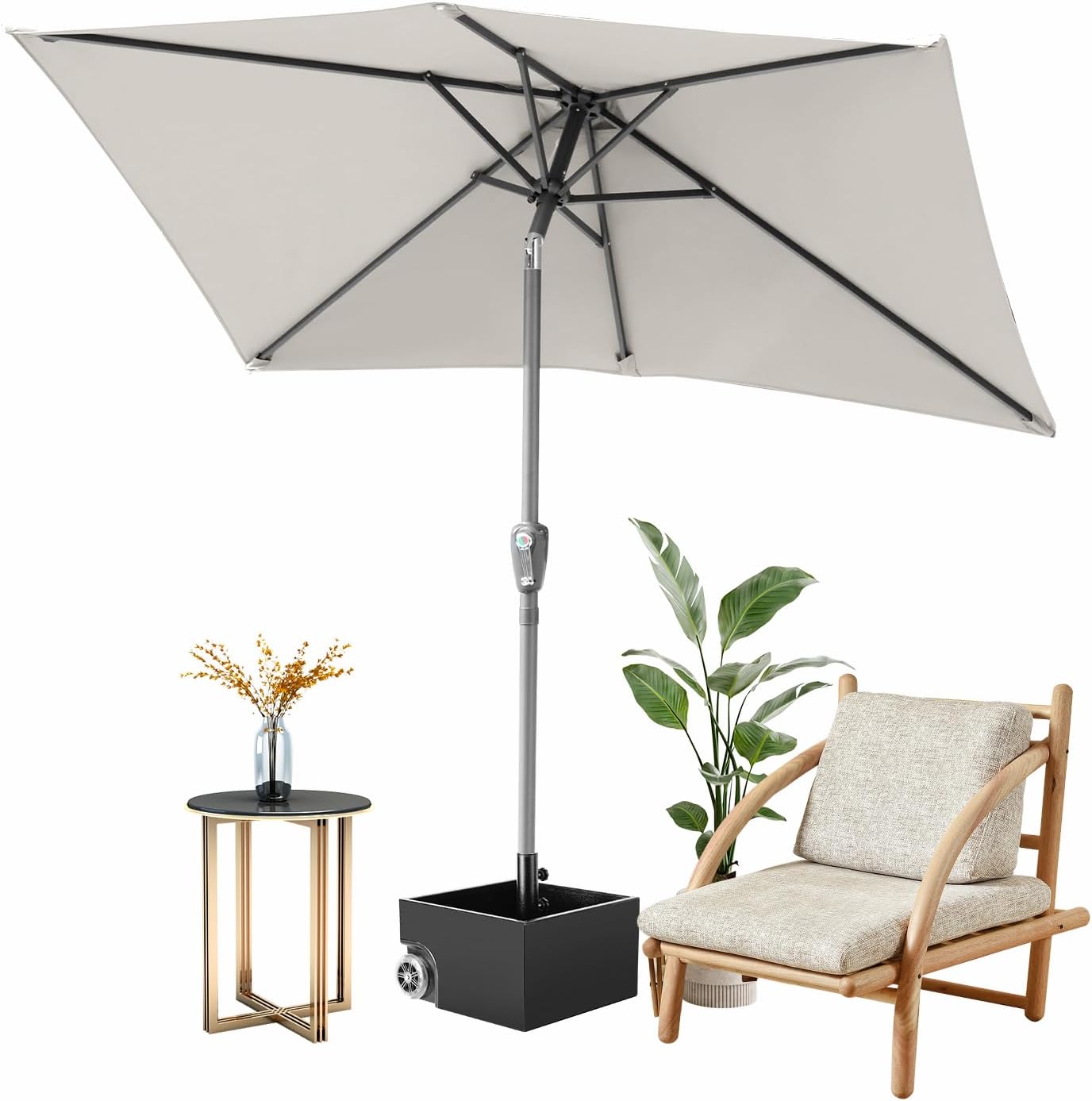 Fiqops Ombrellone 210 x 140 cm con manovella, parasole rettangolare UV50+, pieghevole, ombrellone da giardino, impermeabile, per giardino, terrazza, senza supporto, beige, beige., 210 x 140cm Fiqops Ombrellone 210 x 140 cm con manovella, parasole rettangolare UV50+, pieghevole, ombrellone da giardino, impermeabile, per giardino, terrazza, senza supporto, beige, beige., 210 x 140cm