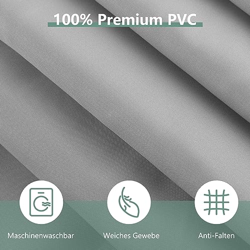 REDKEY Duschvorhang 240x200 cm, Anti-schimmel Badvorhang, Waschbar Schnelltrocknend Wasserabweisend PVC Textil, Antibakteriell Badewanne Vorhang mit 16 Haken für Bad Dusche, Grau