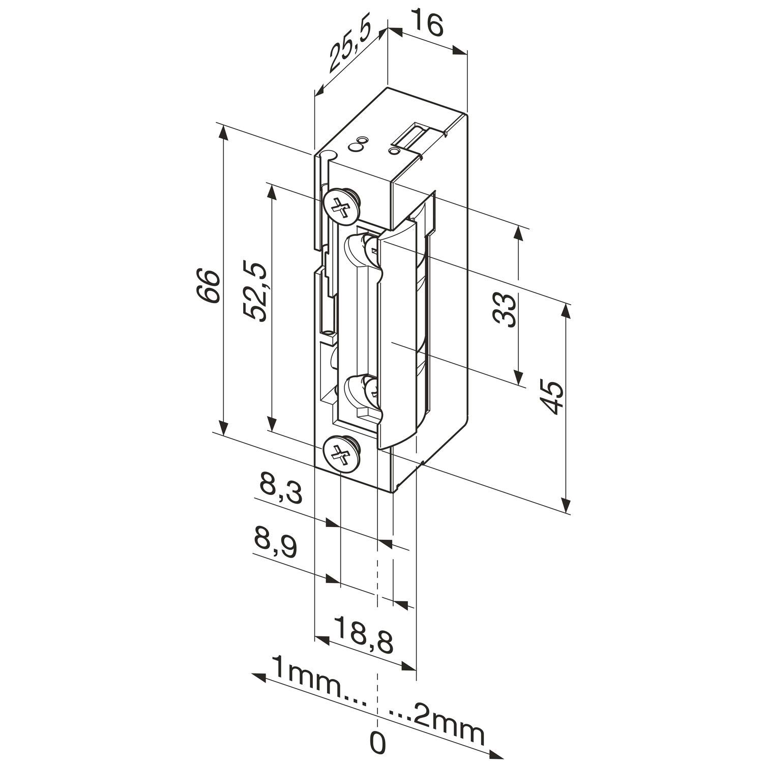 Türöffner 148E FaFix, 6-12 V, mit Entriegelung und Wechselarretierung