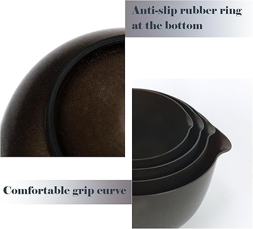 Miniatura 7 de BoxedHome Tazones grandes de plástico de 4 cuartos de galón, juego de cuencos mezcladores aptos para microondas con boquilla de vertido, cuencos