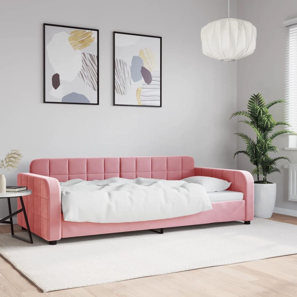 Velluto Trasformabile Divano Letto Rosa 90x200 cm