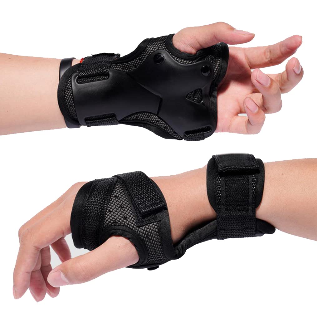 1 Paio Polso Traspirante Avanzata,Guanti da Sci Estesa Polso, Palmi Protezione Roller Skating Guanti Antiscivolo Regolabile