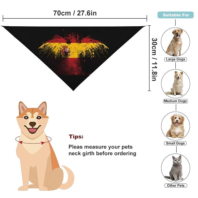 Foto 2 de 7 de Pañuelos para Perros con Bandera de España, águila Americana, Baberos de Cuello en V para Cachorros y Mascotas