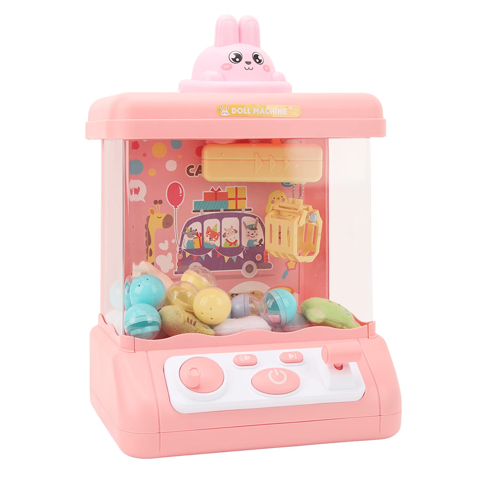 POENVFPO Giocattolo con Macchina per Artigli per Bambini, Macchina per Catturare Bambole Elettroniche Gioco di Artigli Rosa con 10 Bambole, Accessori Decorativo per Bambini