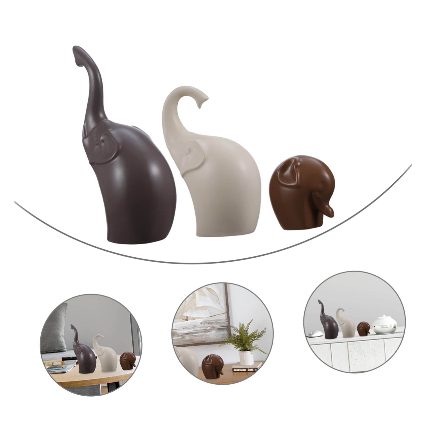 Figuras de Elefante de Cerámica, 3 Piezas, Adorno Creativo