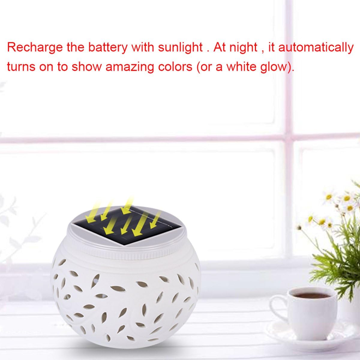 Solar Table Lamp, Waterproof Wireless Color Changing Ceramic Patio Lights, Garden Lights, Filigree Lights, for Home Party Yard Patio Outdoor Indoor Decoration Night Lamp - - 