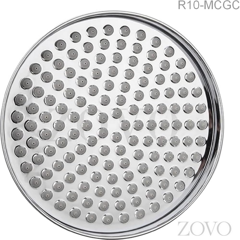 ZOVO Cabezal de Ducha Fijo Tradicional de 20 cm / 8 Pulgadas, Redondo, Tipo Lluvia. Chorros Anticalcáreo 140 uds. Acabado Cromado, Cuerpo de Latón Macizo. Diseño Retro. Brazo de Ducha Gratuito.