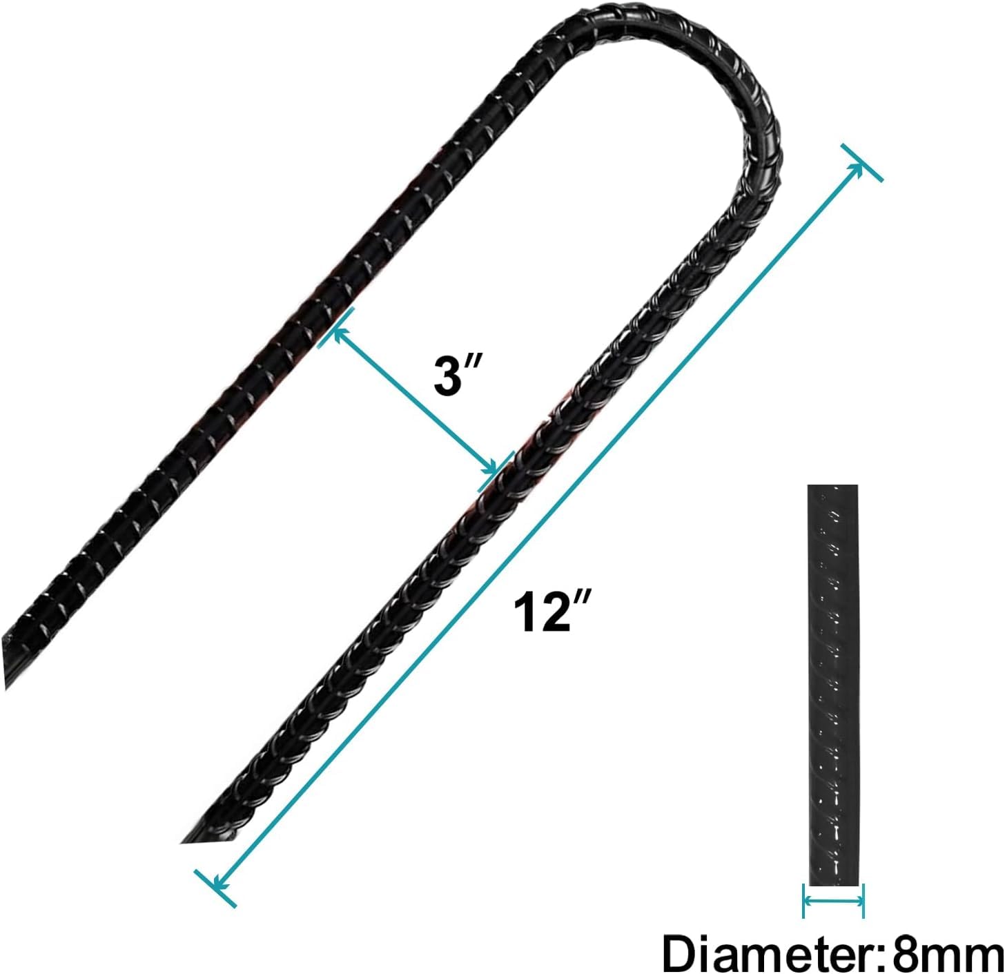 Eurmax USA Trampolines Stakes Canopy Parts Wind Stake 12 Inch Heavy Duty Stake Safety Ground Anchor Galvanized Steel Shaped