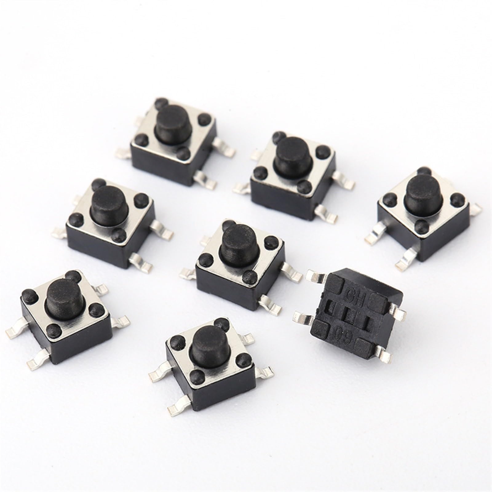 JFQOWCMP 10pcs Black SMT SMD Mini/Micro 4pin Tactile Tact Momentary Switch 6x6x5mm 6 * 6 * 5 Reset Tactile Push Button Toy Switch Cap