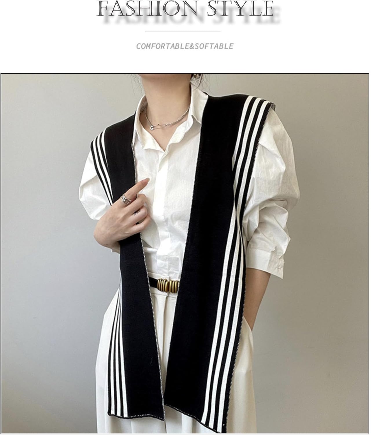 Women's Fashion Sweater Knitted Knotted Shawl, Double-sided Sweater Shawl, Wraps for Women, Travel Casual Scarf - Image 8