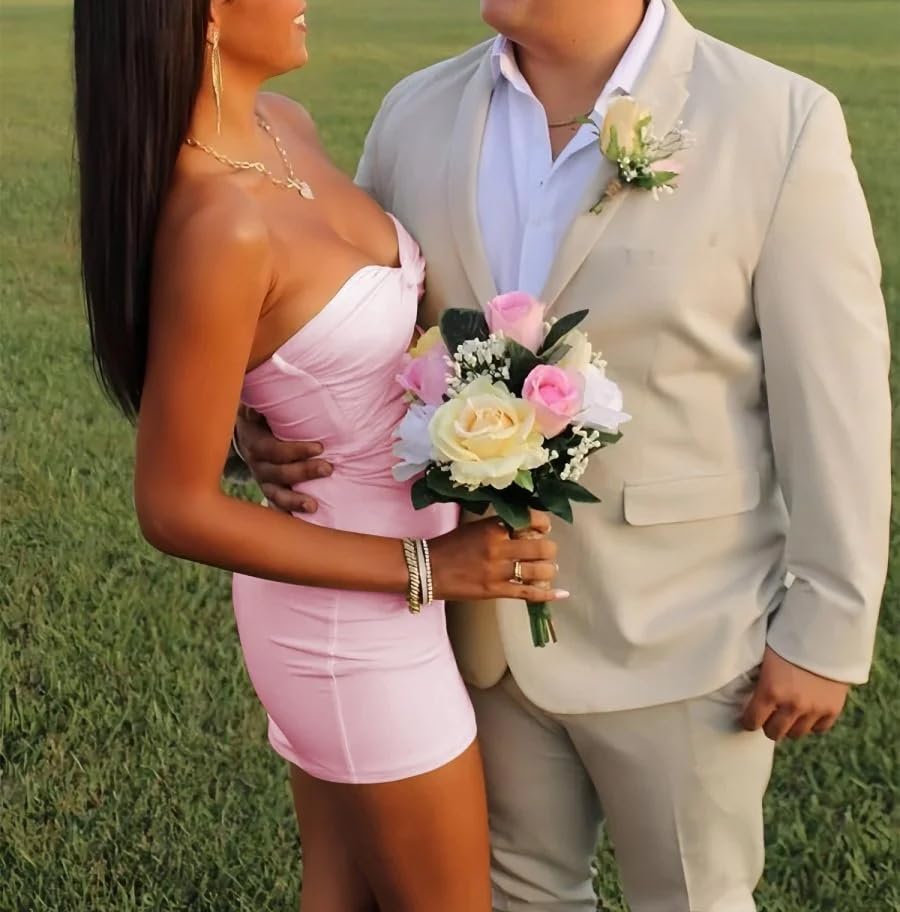 Strapless Homecoming Dresses for Teens Ruched Bodycon Wedding Guest Off Shoulder Short Prom Dress Cocktail Party Gown Dresses2