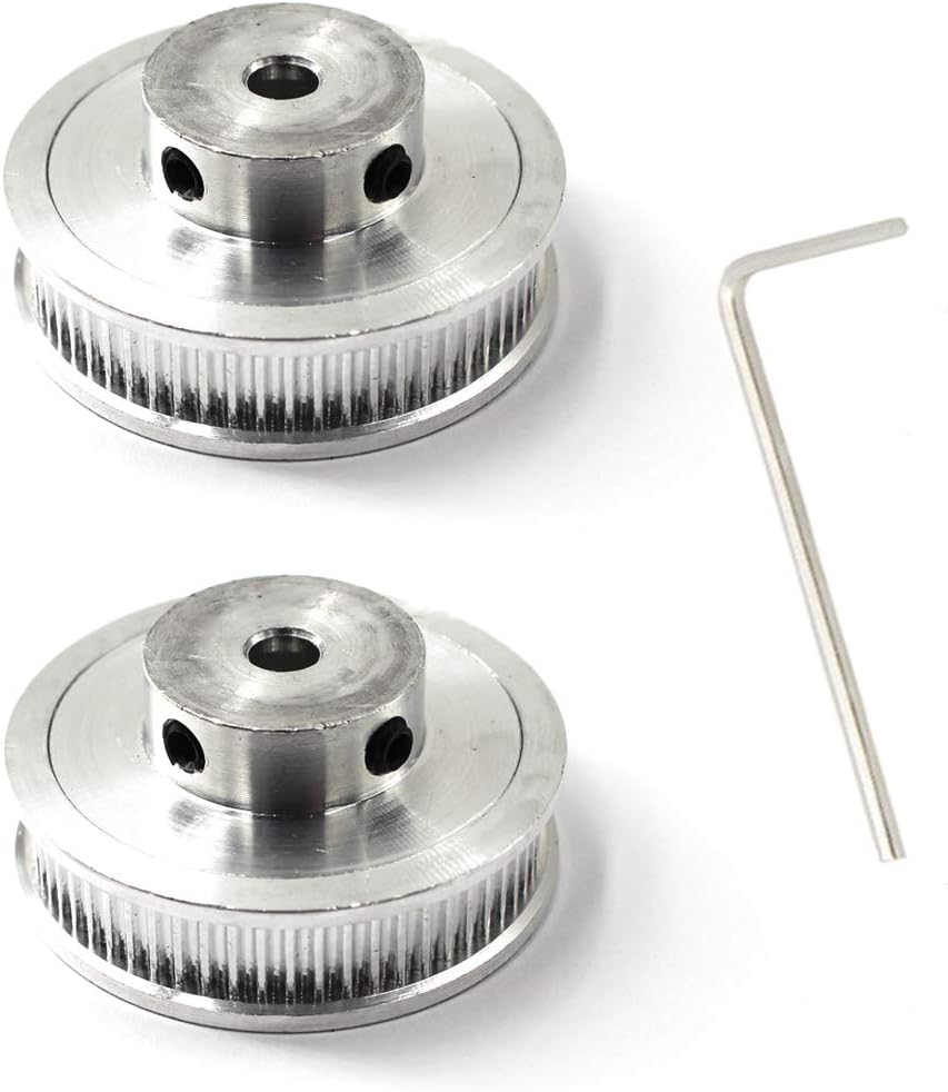 Timing Belt Pulley 60 Teeth 5mm Bore for 3D Printer CNC 6mm Width Belt Pack of 2 (Wrench Included)