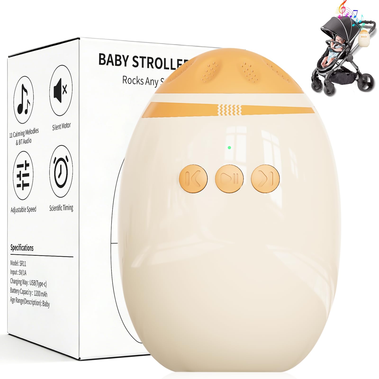 Kinderwagenschaukler Mit Bluetooth, Wiederaufladbar Einstellbare Schaukelintensitäten Kinderwagen Wackler Schlafhilfe Für Baby, Leise Schaukel Universell Für Kinderwagen & Buggy