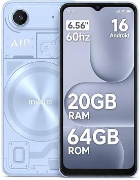 invens Air 1 Android 16 Unlocked Smartphone, 20GB+64GB/1TB,Blue