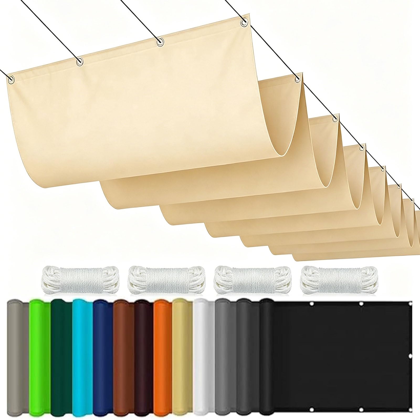 Protégez votre patio du soleil avec la toile d'ombrage rétractable polyester crème