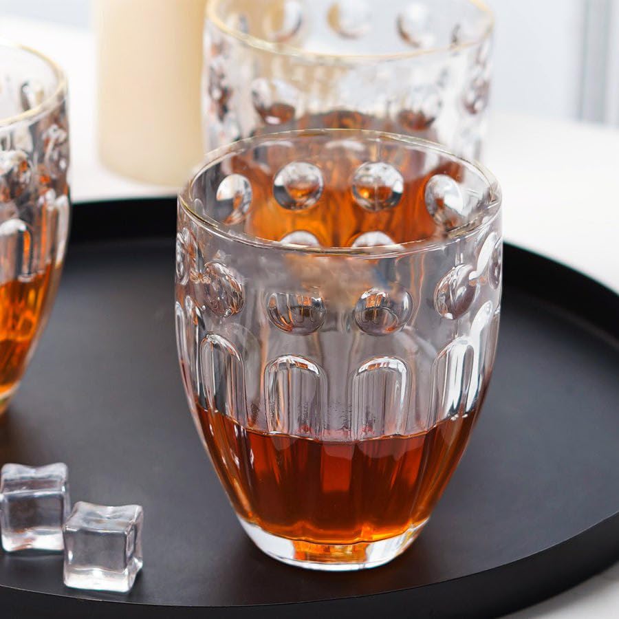 Image of Premium 350 ML Water & Juice Drinking Glasses Set of 6 Vintage Glassware Set for Juice, Cocktail, Mocktail,Whisky All Beverages Everyday Uses for Gift (6, MT-13)
