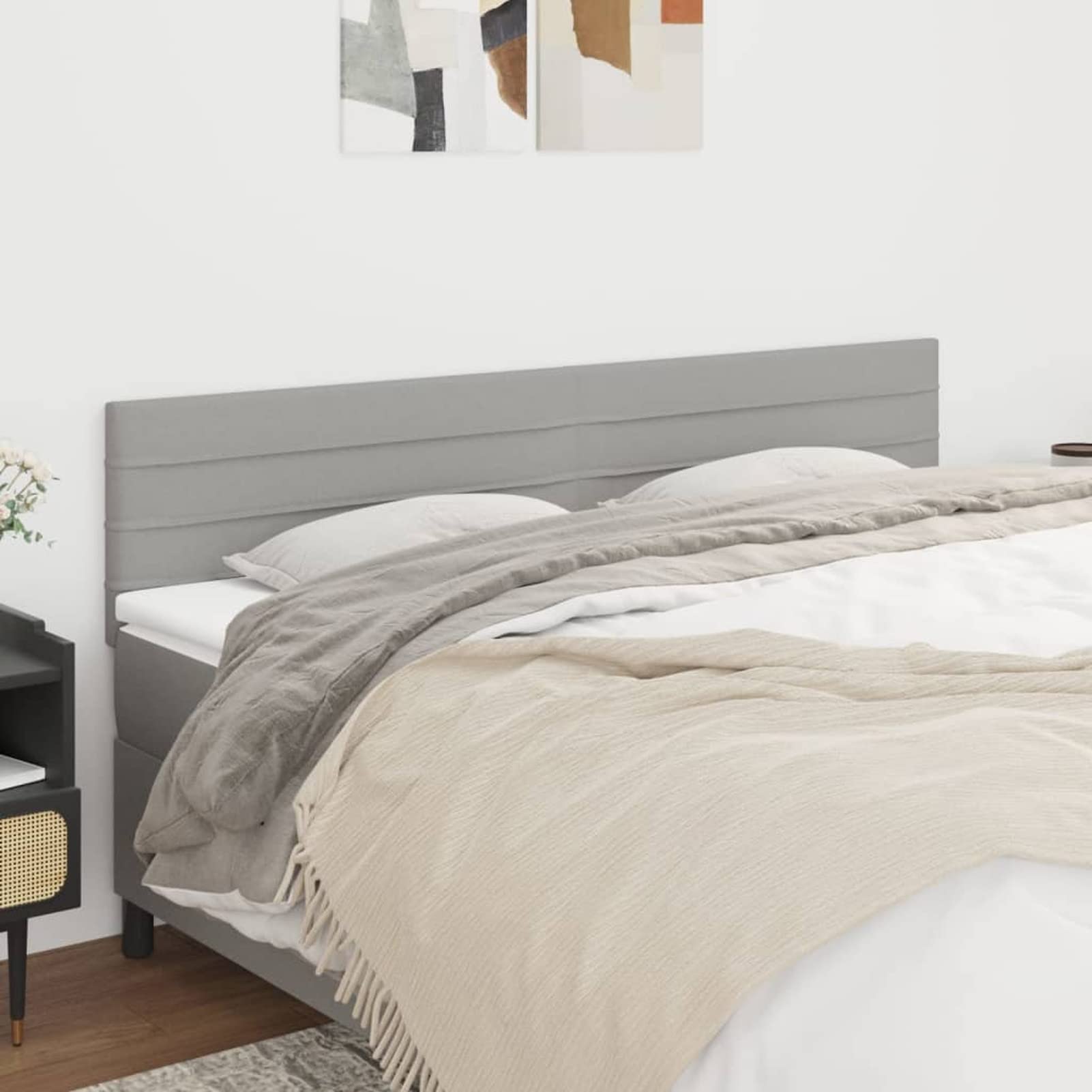 Cabeceros 2 Unidades, Cabezal De Cama, Cabecera para Cama, Cama Cabeza, Cabezales Dormitorios Modernos, de Tela Gris Claro 100x5x78/88 cm