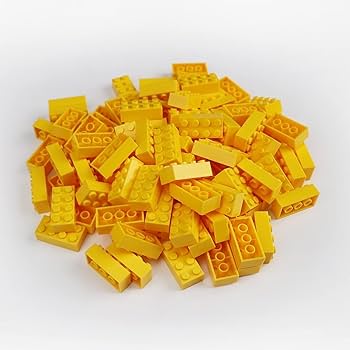Classic Yellow Tile Bulk, Curved Brick Round Corner 2x2 Macaroni With Stud Notch 200 Piece, Compatible With Lego Parts And Brick Pieces: 2x2 Yellow (Color: Yellow