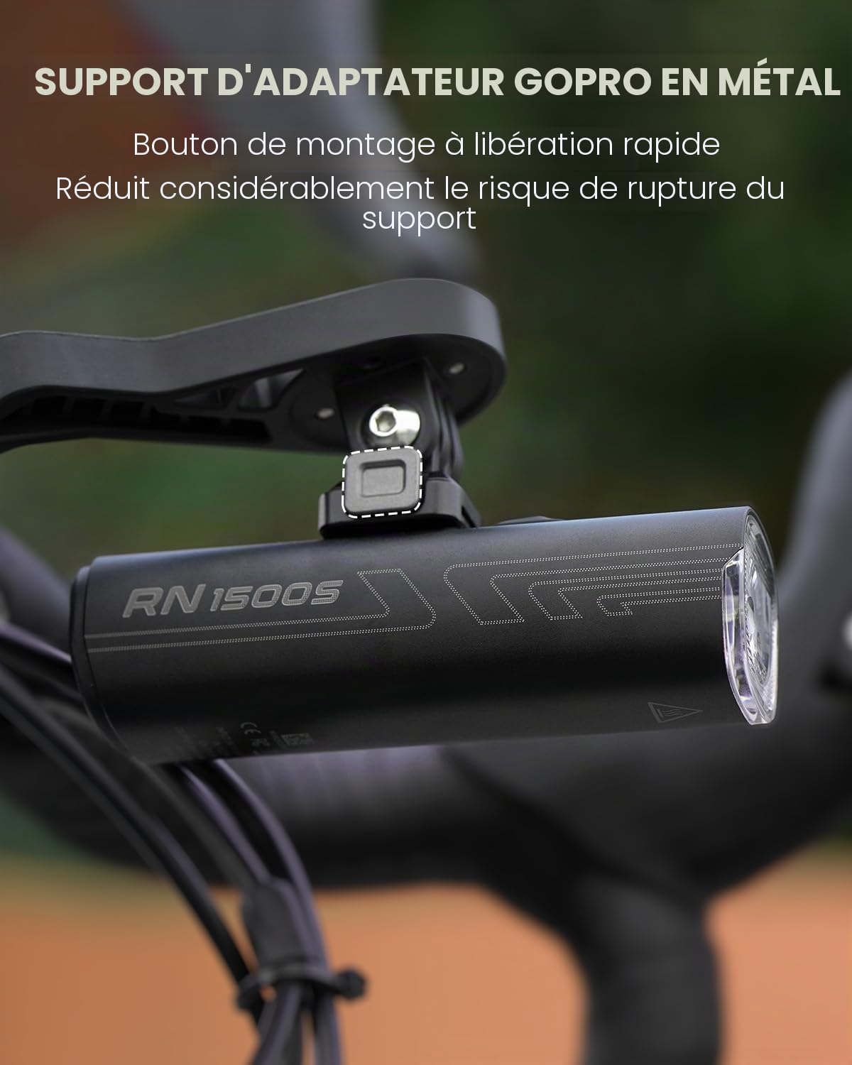 Magicshine Phares de vélo RN 1500S pour Conduite de Nuit avec Montage en Dessous, contrôle FTR LightSync, Rechargeable par USB, éclairage Avant et arrière pour vélo de Route et VTT