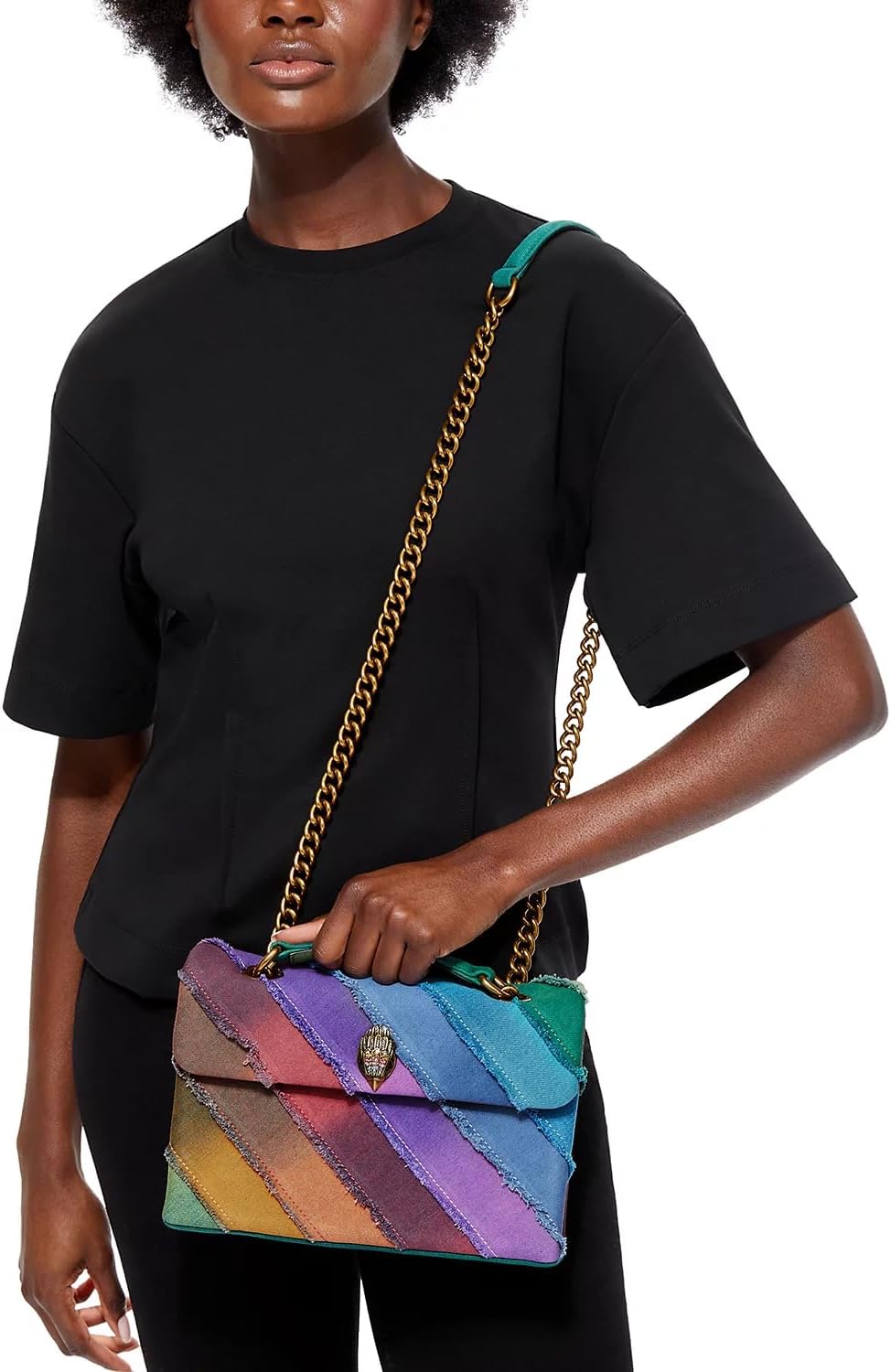 Kurt Geiger London Kensington Rainbow Denim Crossbody Bag - Image 7