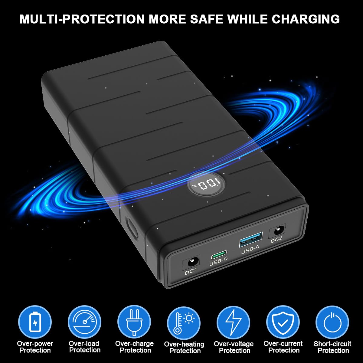 Talentcell Batterie lithium-ion 12 V, PD 45 W USB-C 18 W USB-A, batterie externe portable, 76,65 Wh CC 5 A de sortie pour Raspberry Pi/bande LED/caméra de vidéosurveillance/télescope, pompe Spectra