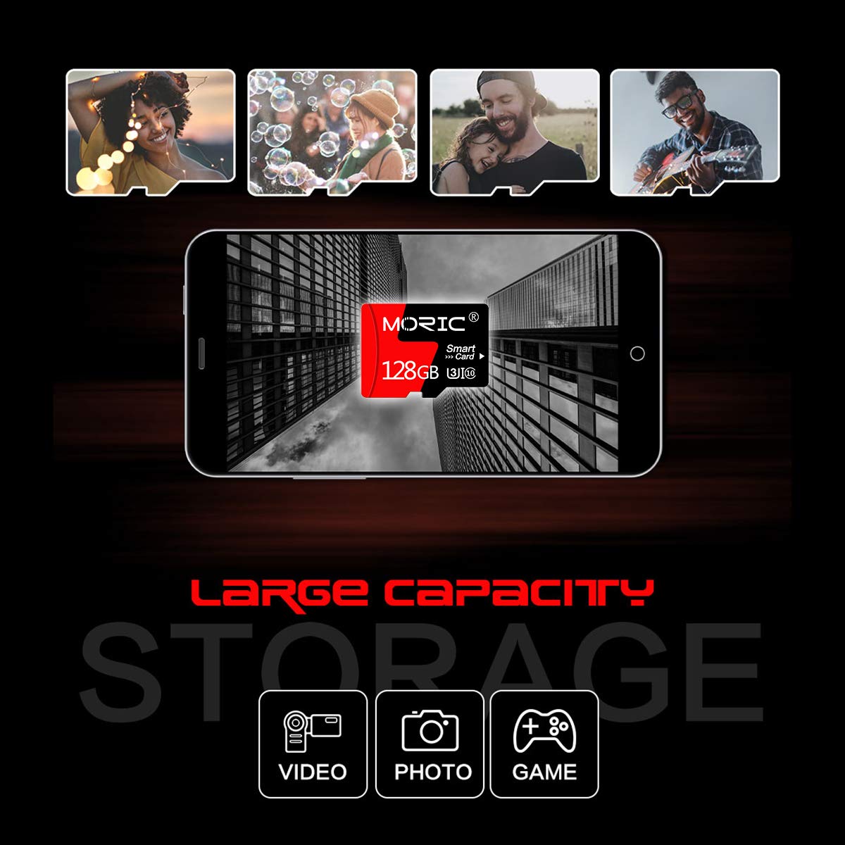 Paquete de 2 tarjetas micro SD de 128 GB con adaptador de tarjeta de memoria de alta velocidad, tarjeta TF C10 A1 para cámara/Dash Cam/Smartphone/Tablet/Drone (128 GB*2
