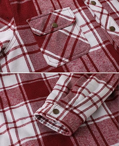 Image of ZENTHACE Men's Quilted Lined Hooded Plaid Jacket,Zipper & Snap Closure
