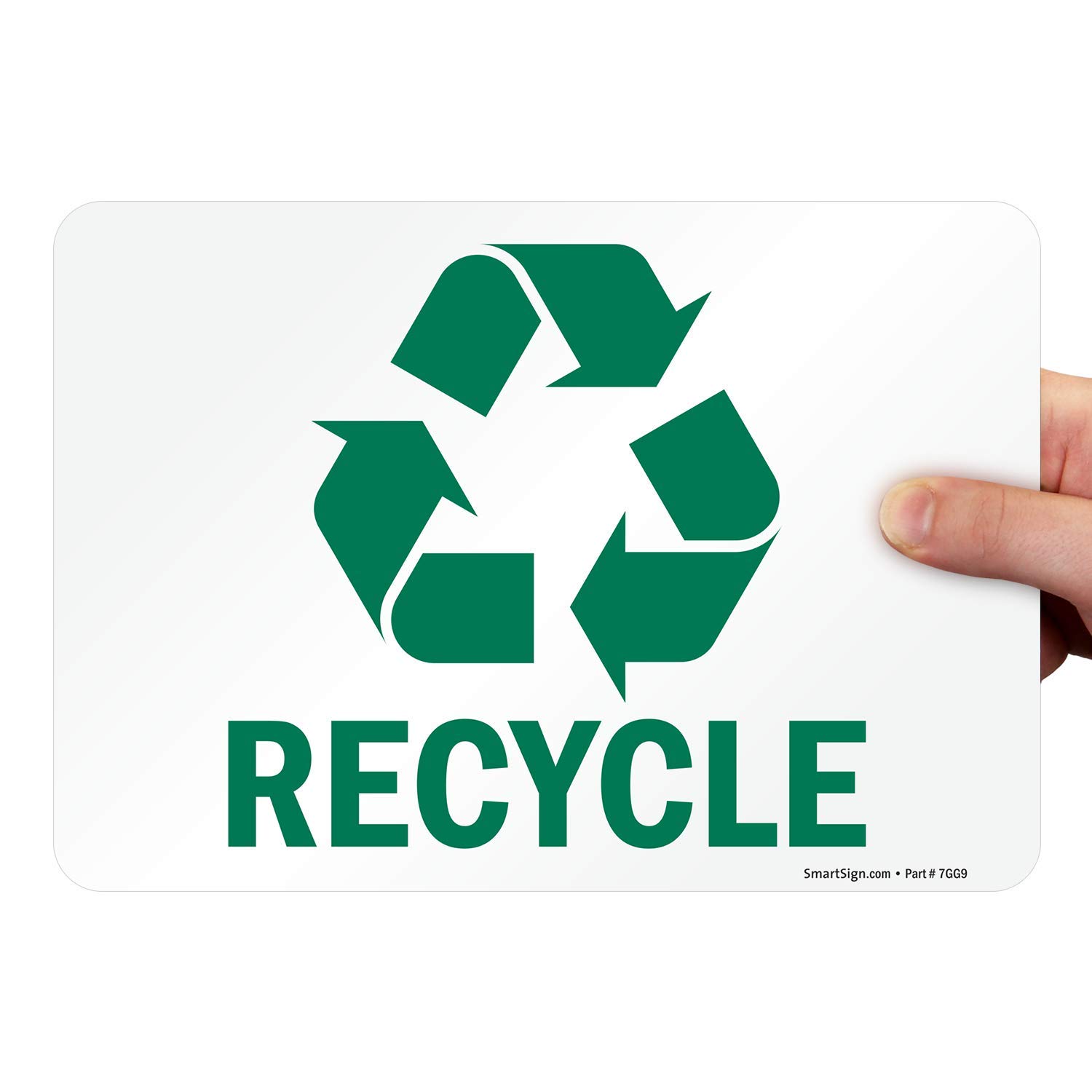 SmartSign Recycle Label with Symbol, 7 x 10 inch Recycling Yard Debris Sticker, Glossy Finish, 3 mil Laminated Adhesive Polyester, Green and White, USA-Made, 100+ Years of Sign Expertise