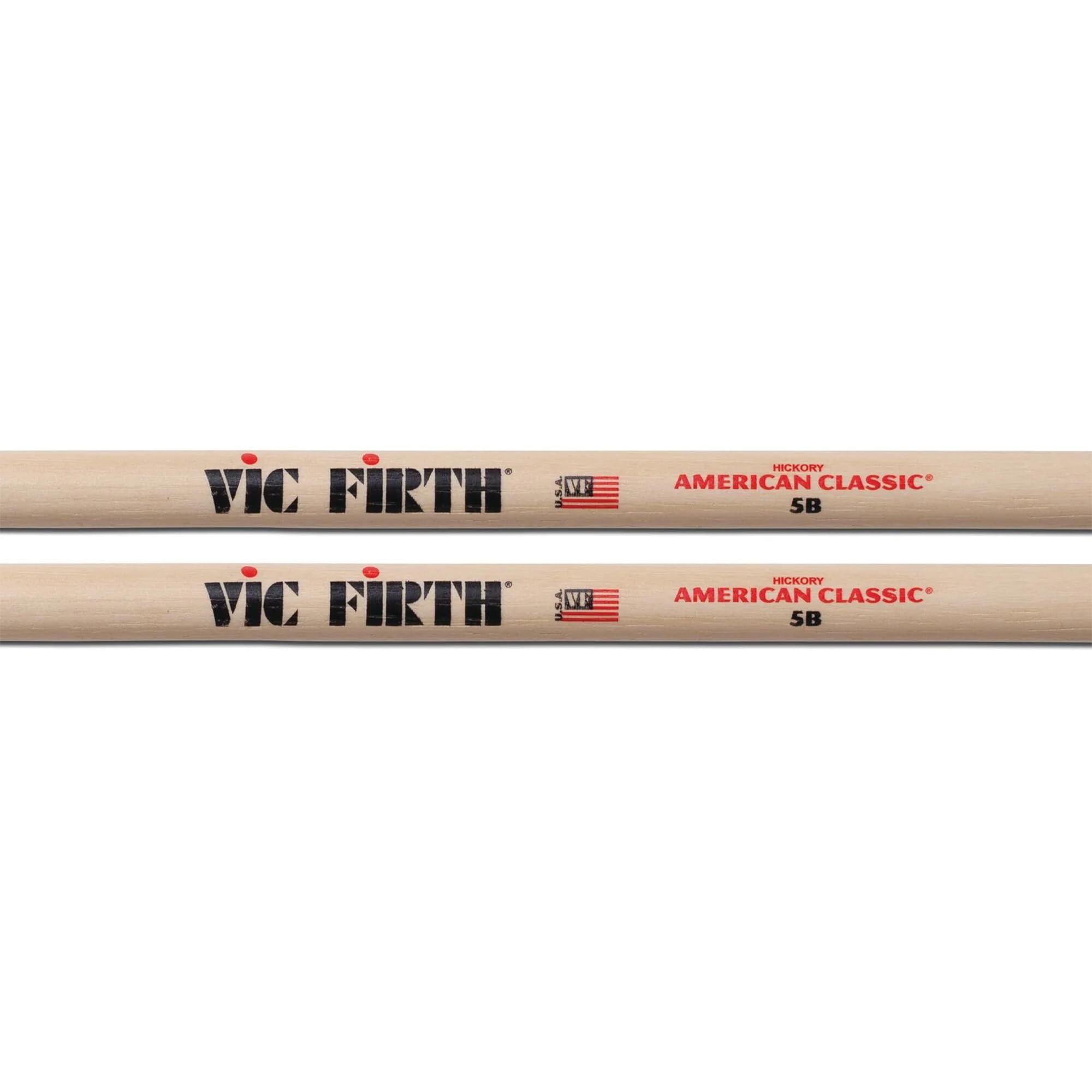 Vic Firth Bacchette per Batteria Serie American Classic 5B Hickory Americano Punta di Legno 4 x paia pacchetto di valore