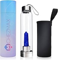 Vista 21 de ChezMax Botella de agua en cristal con centro de cristal natural intercambiable