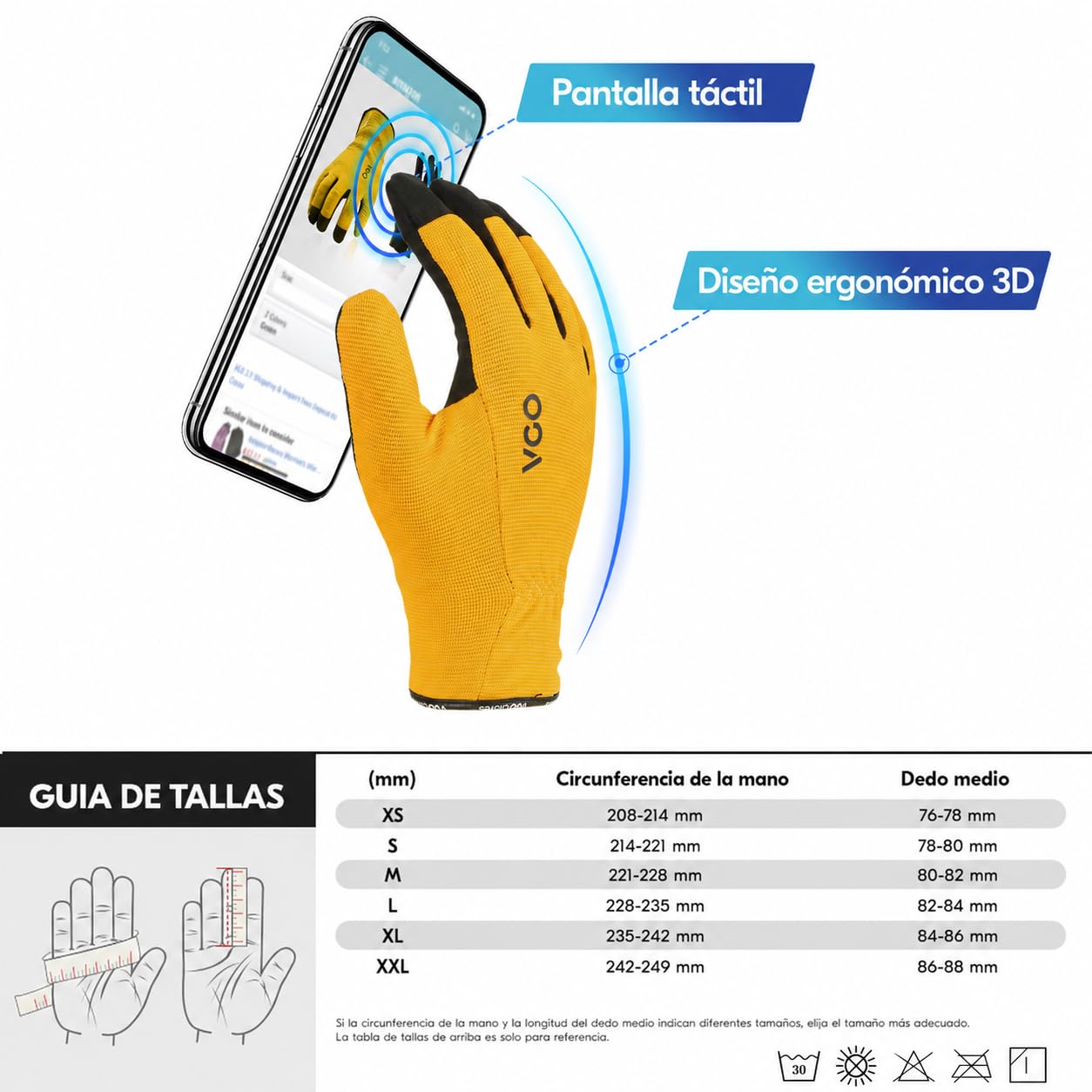 Vgo... 5 Pares Guante de trabajo multifuncional,Guantes de seguridad,Guantes de trabajo de construcción,Guantes de jardinería,Guantes ligeros（AL8736）