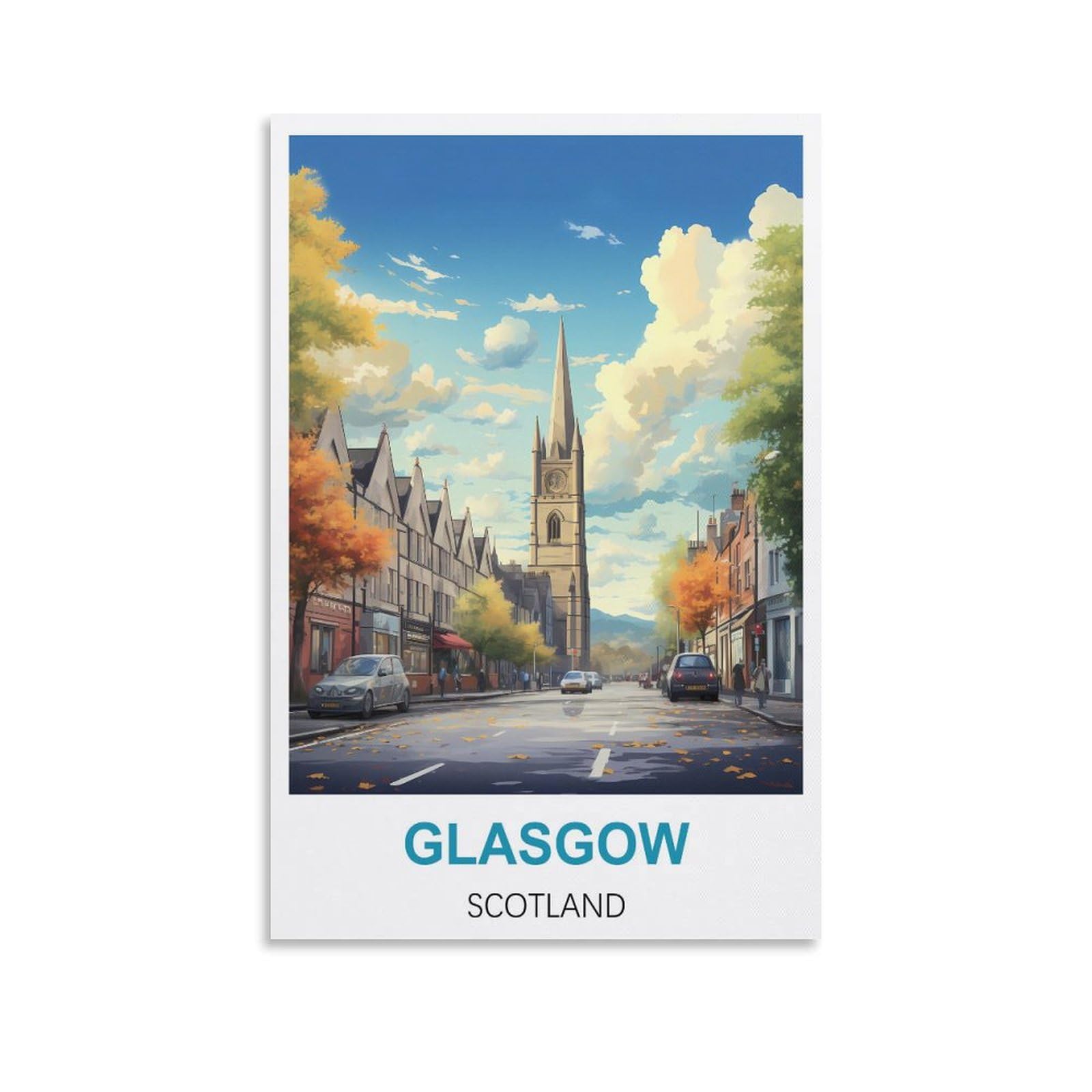 EZMLFA Diamond Painting Kits for Adults,Glasgow Scotlands DIY Crystal Embroidery Gifts,Diamond Art Craft,for Living Room Home 40x50cm