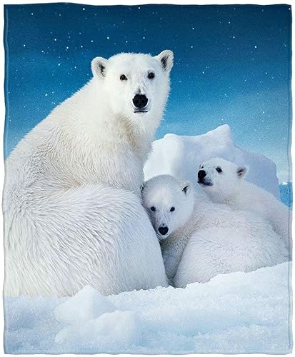 Manta suave y acogedora con diseño de oso polar para sofá de la familia, diseño de cielo azul, para adultos y jóvenes, poliéster de 60 x 80 pulgadas disponible en Yaxa Mexico