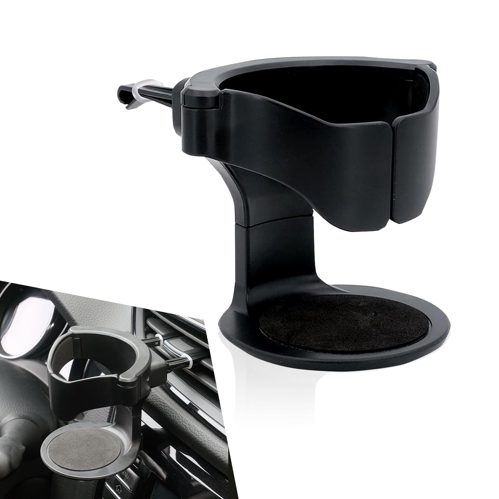 Gseigvee Pack 1 Portavasos para Ventilación de Coche 3.74 x 3.14 Soporte Portátil para Bebidas con Una Sola Mano Estructura ABS Estable Antivibración Ventosa Extensor Cenicero Universal para Autos SUV Negro