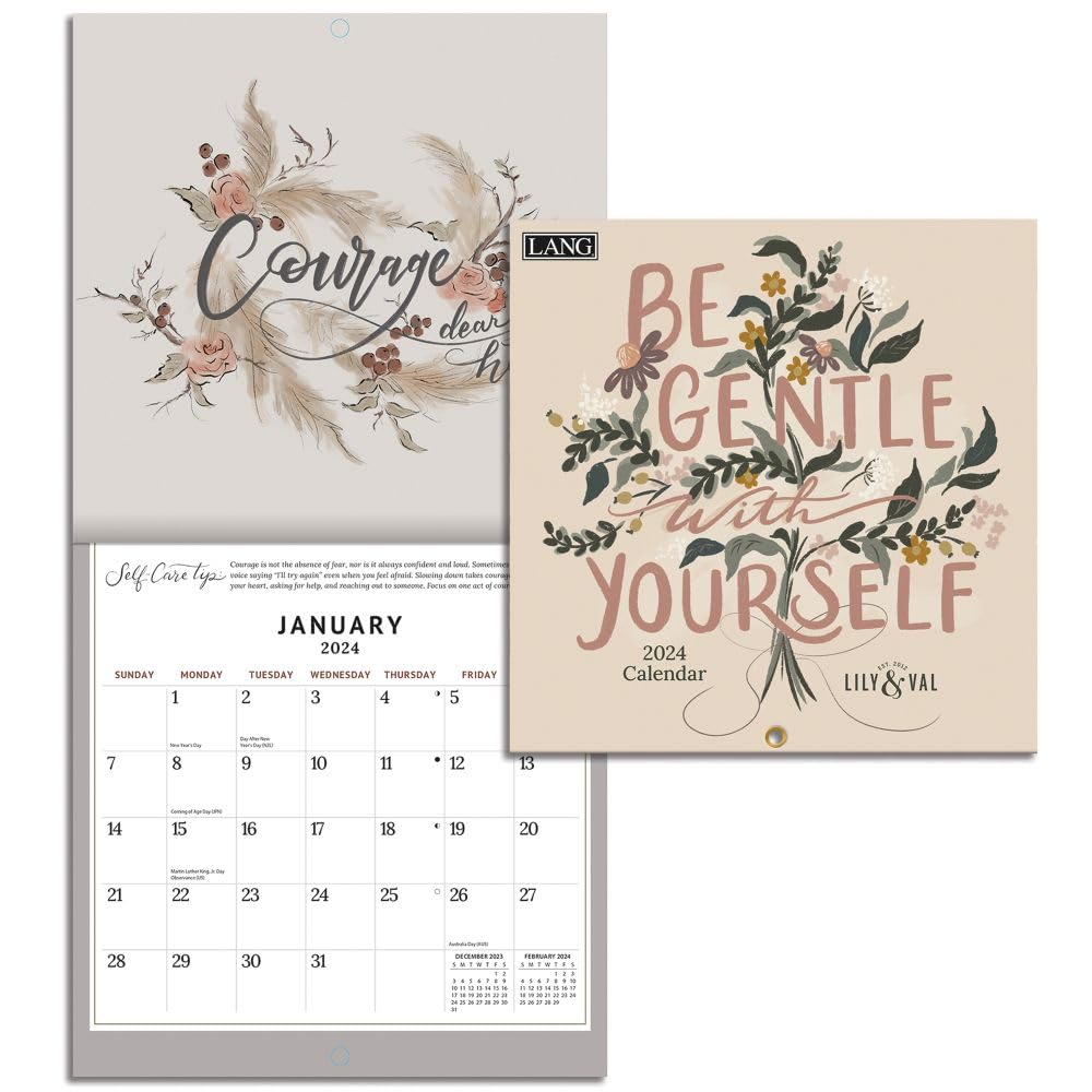 LANG Be Gentle With Yourself 2024 Mini-Wandkalender Monatskalender (24991079270)