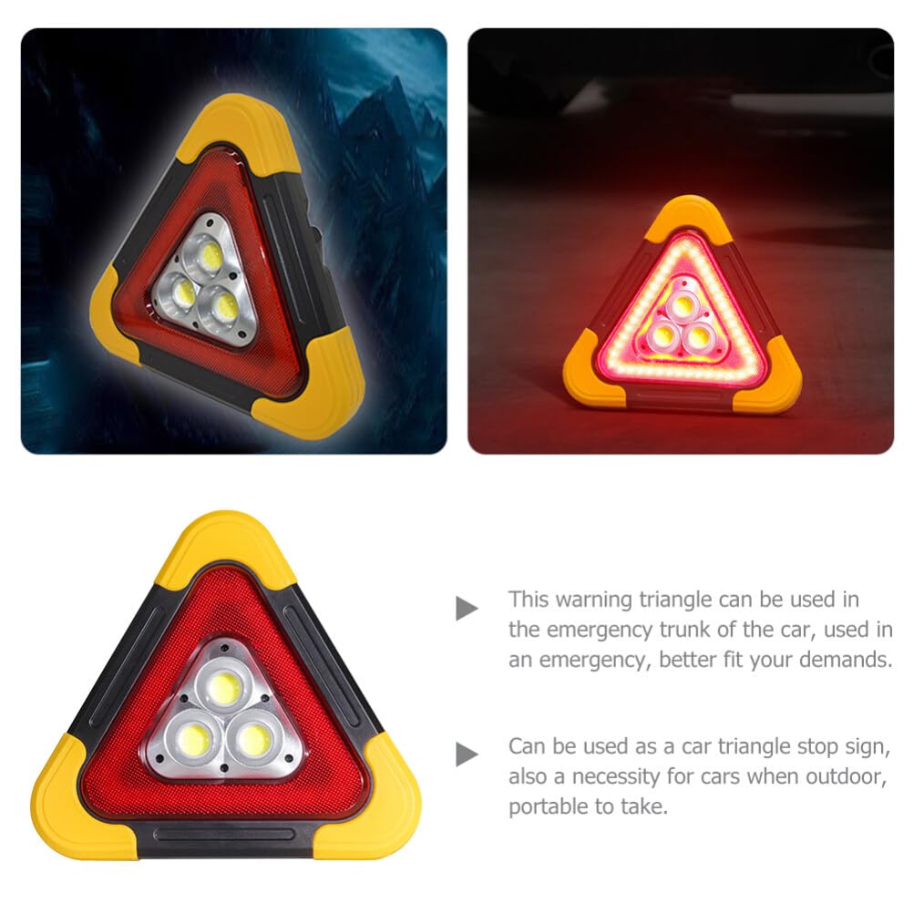 Señal de Advertencia Triangular Luces LED para Vehículo | Abs, Diseño Estable de Tres Patas, Reflectante, Portátil, para Mantenimiento y Asistencia en Carretera