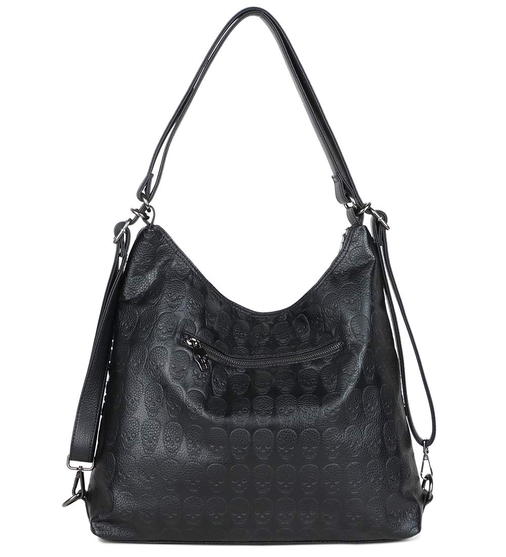 Bolso de mano con impresión para mujer, estilo punk, bolso de mano de gran capacidad, color negro