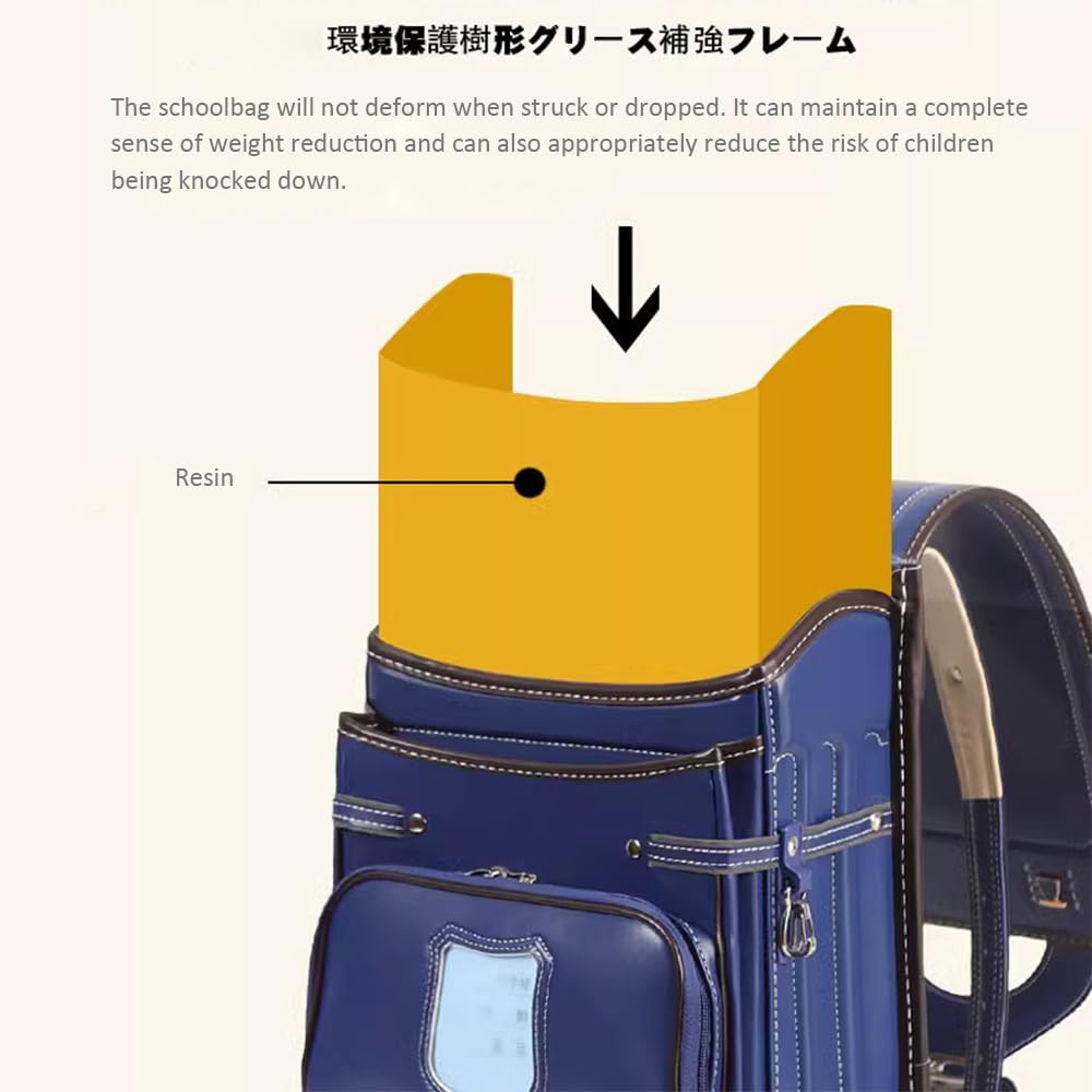 Ransel Randoseru PU Bookbag Mochila de Estudiante automática Mochila de Escuela Japonesa para niñas,Rojo,35 * 27 * 18cm