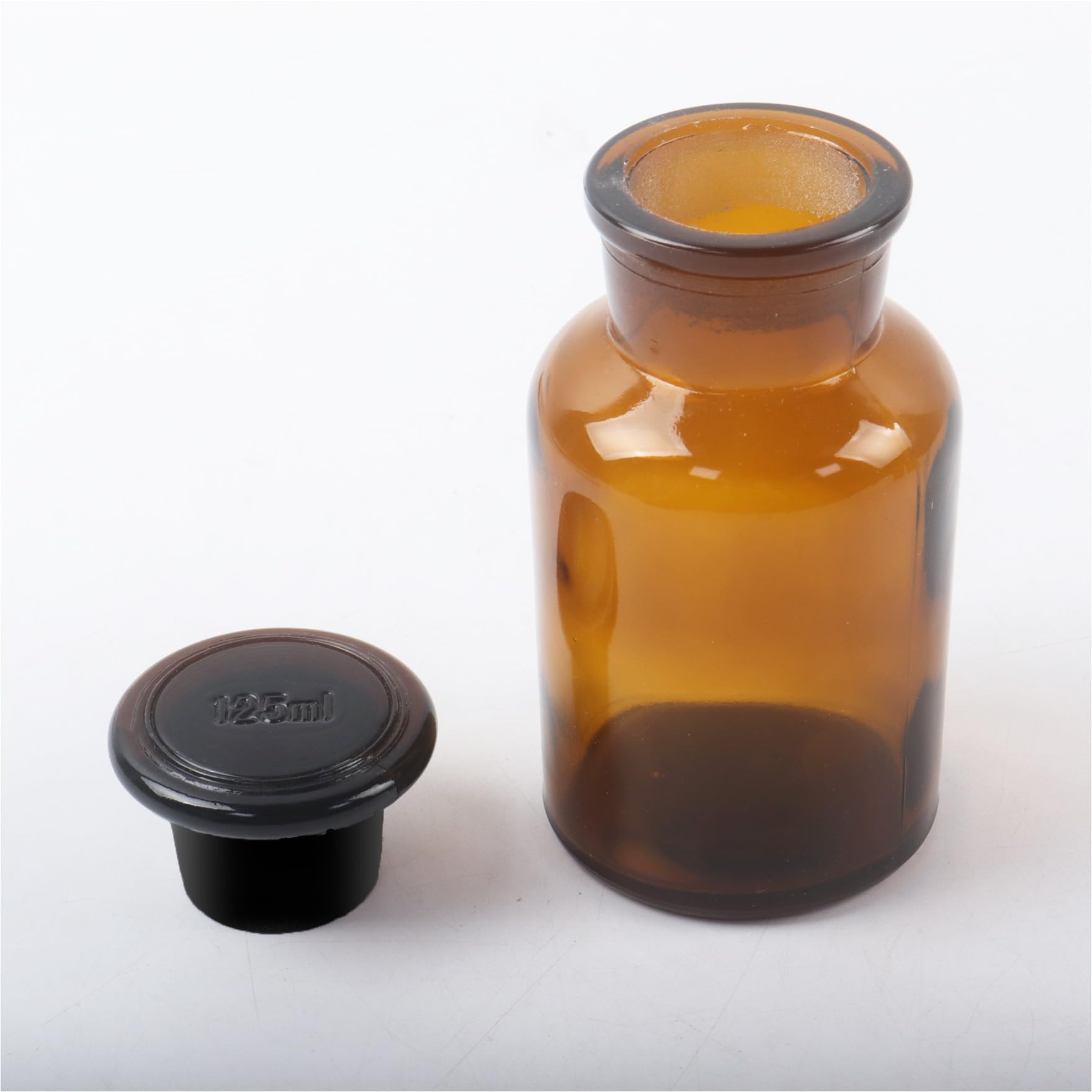 Klmnop 3 botellas de reactivo de vidrio de laboratorio de 125 ml, botella ámbar de boca ancha con tapón de tierra para laboratorios, universidades y hogar (ámbar)