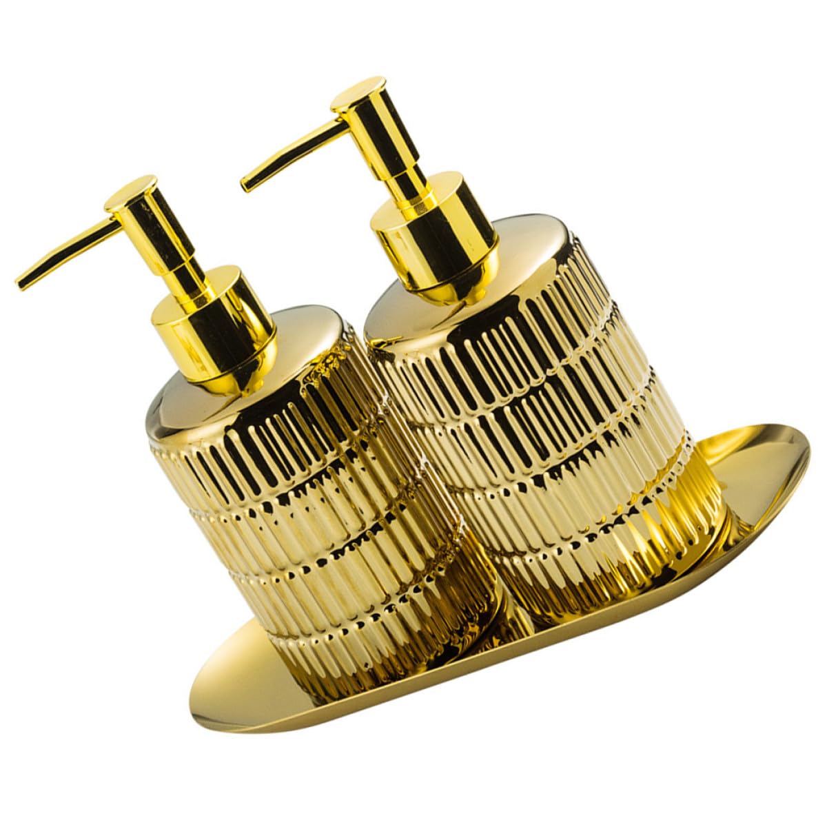 Bouteilles de pressage en céramique dorée BETOOKY avec plateau pour salle de bain