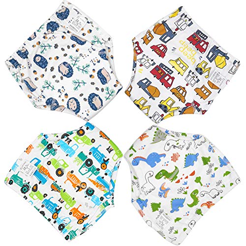 Zumou Toddler Training Pants Cotton Potty Training Underwear for Baby Boys Girls 4 Pack (Car, 4T)