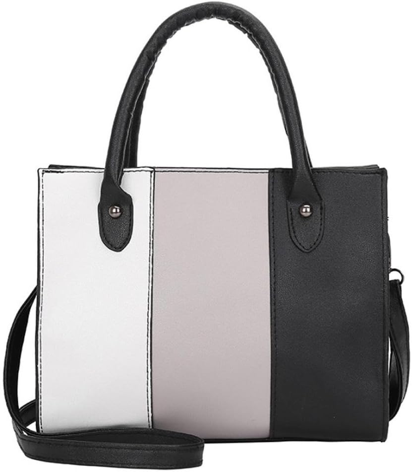 huichang Color Blocking Leather Messenger Crossbody Satchel Tote Handbag Shoulder Bag for Women Girl (Gray)
