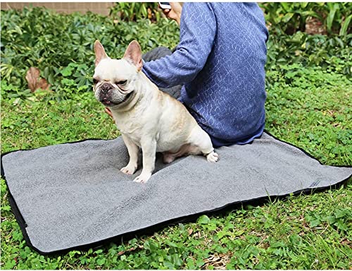 Bibykivn Hundedecke,Faltbare Haustierdecke,wasserdichte Hundematte für draußen,100 x 70 cm,mit Tragetasche für Hunde,Reisedecke für Hunde Katzen,Haustiere Picknickdecke(Schwarz - Flaumig)