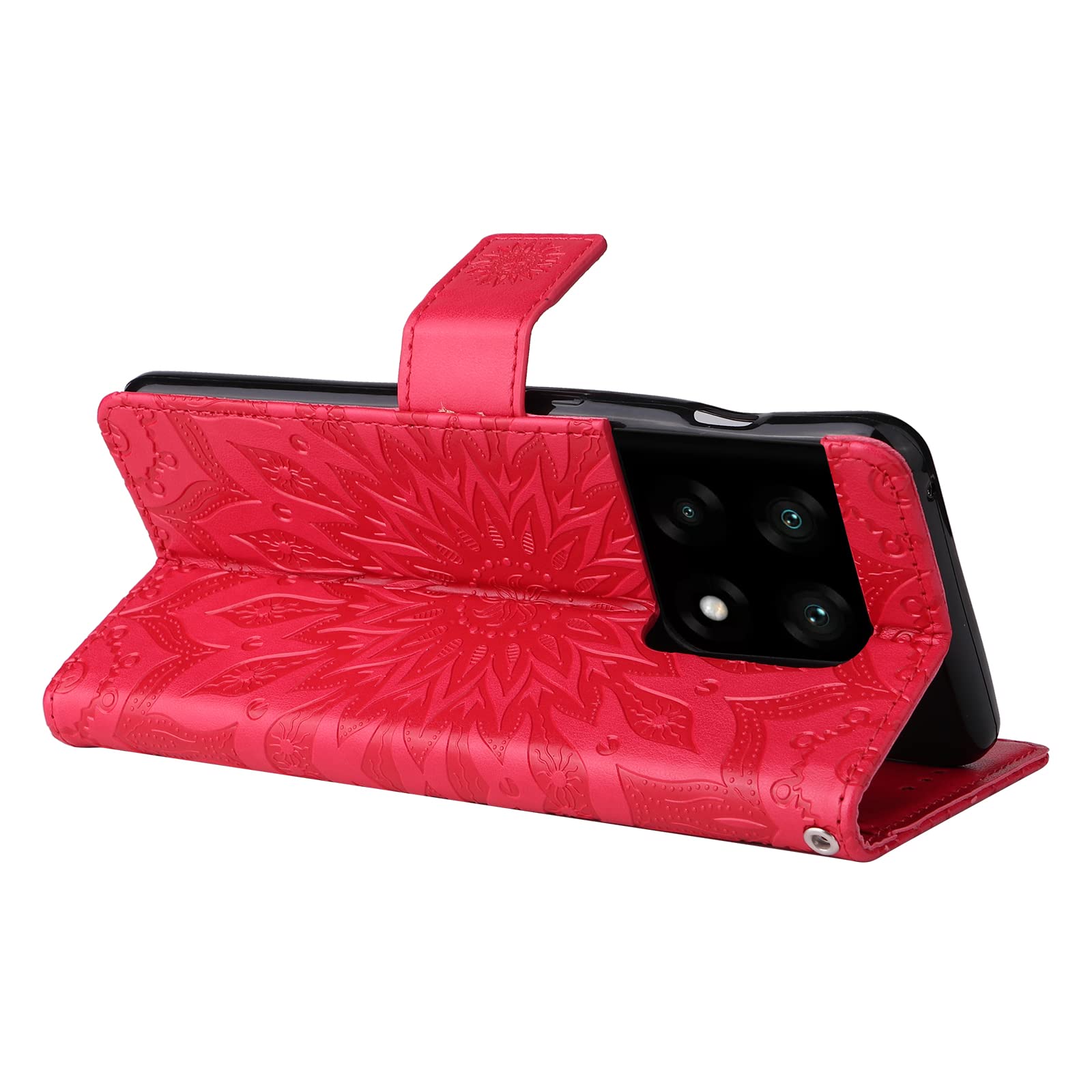 Custodia A Libro Per Xiaomi Redmi Note 13 Pro 4G / Poco M6 Pro 4G – Cover A Portafoglio In Pelle PU Con Slot Carte E Funzione Stand, Magnetica, Antiurto, Colore Rosa Di Fuoco