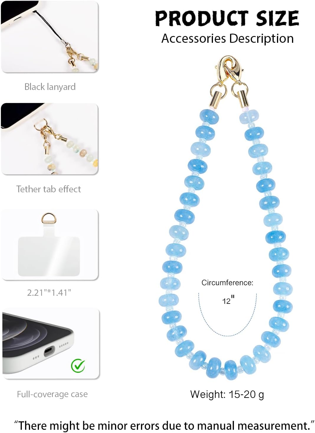 Handmade Natural Stone Beaded Charm Cell Phone Camera Lanyard, Hands-Free Wrist Strap, Phone Chain Keychain String - Image 4